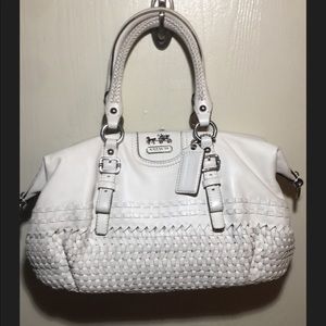 Coach white handbag with braided detail